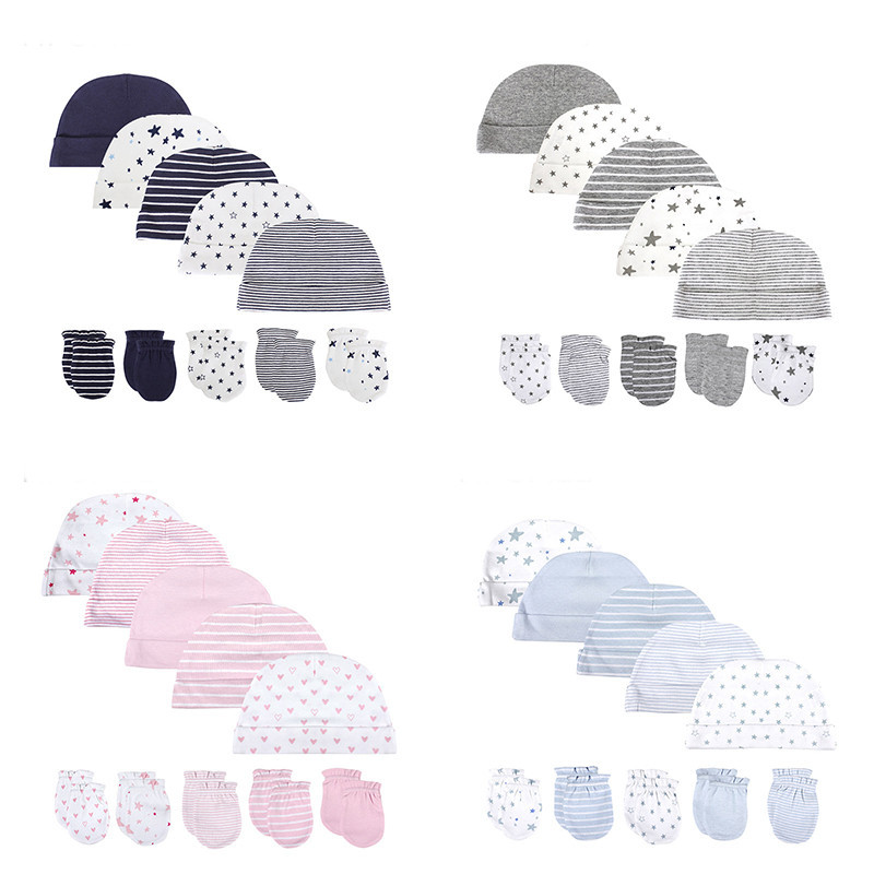 Kiddiezoom Unisex 0-6M หมวกเด็กผู้หญิงทารกแรกเกิด + ชุดนวมผ้าฝ้าย 100% หมวกอ่อนอุปกรณ์เสริมสําหรับเด็ก