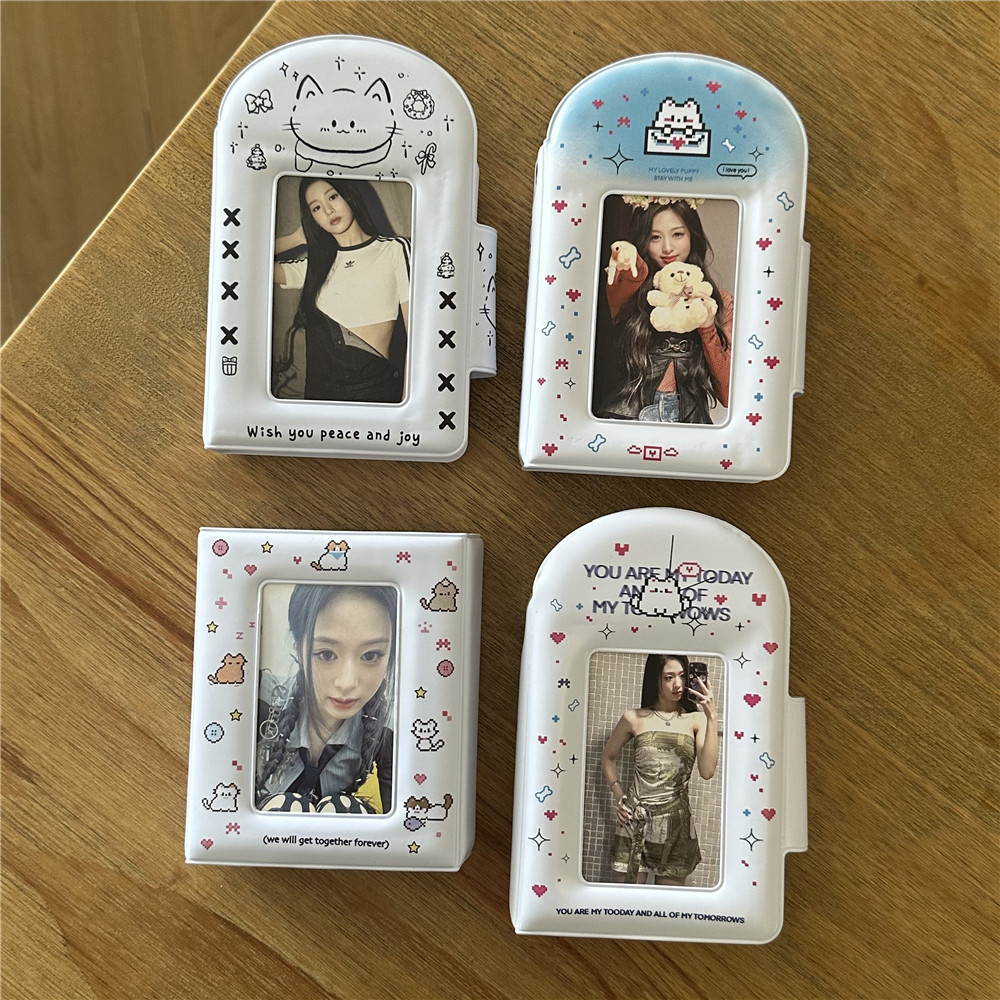 Original ins น่ารักพิกเซลแมว Yigongge การ์ดหนังสือปุ่ม Snap 10 ซม.อัลบั้มรูปโพลารอยด์ Aidou สมุดเก็บการ์ดขนาดเล็ก
