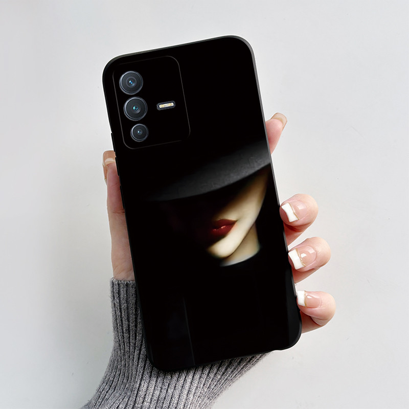 สําหรับ VIVO V23 V23E 5G ใหม่ 2024 การออกแบบหัวใจพิมพ์สีดํา Matte Soft ซิลิโคนฝาครอบป้องกัน VIVOV23 E เคสโทรศัพท์ - รูปที่ 3