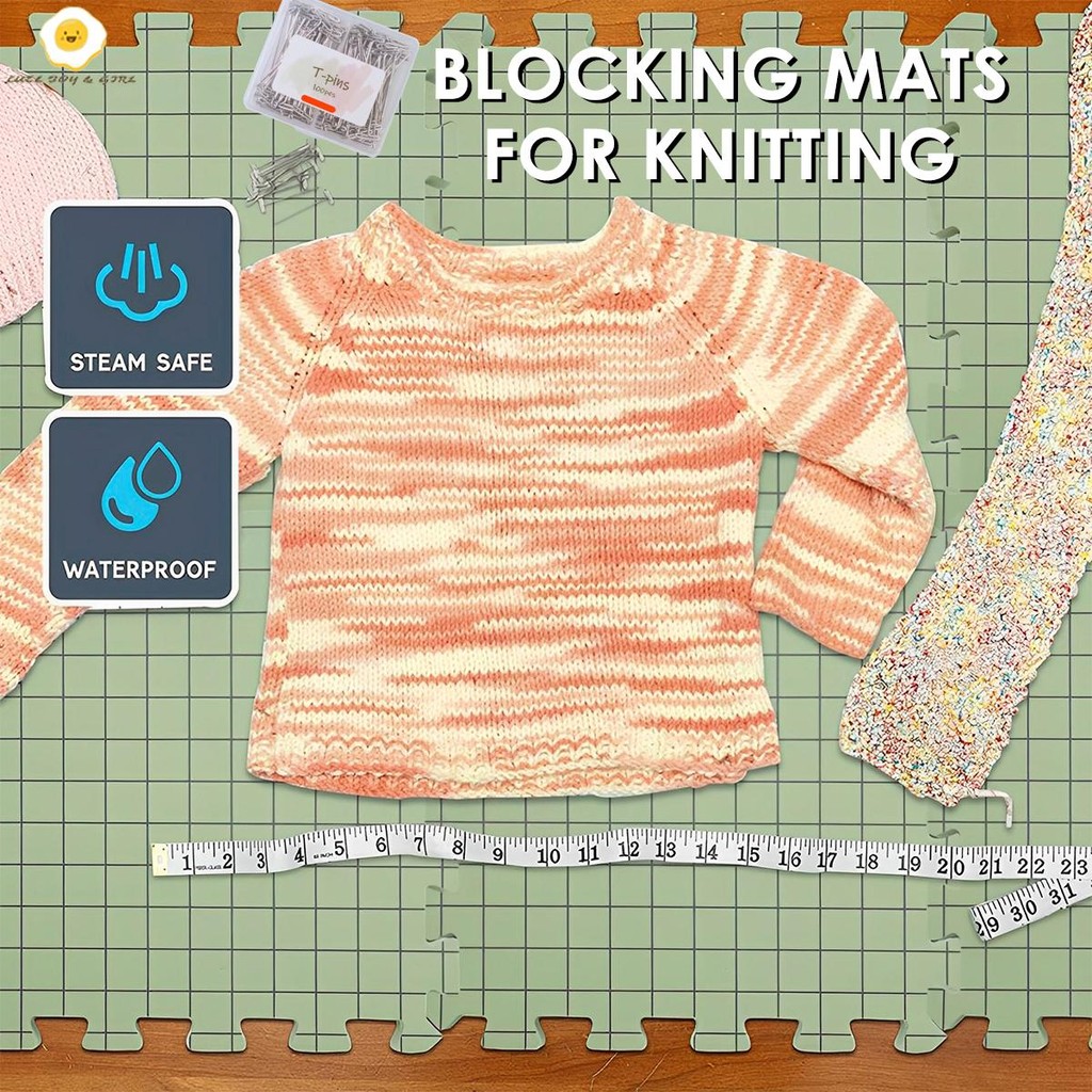 4 ชิ้นโฟม Blocking Board ชุด 100 T-Pins หนาโฟมถักบล็อก Mat Professional ตารางถัก 12x12 นิ้ว SHOPSBC4194