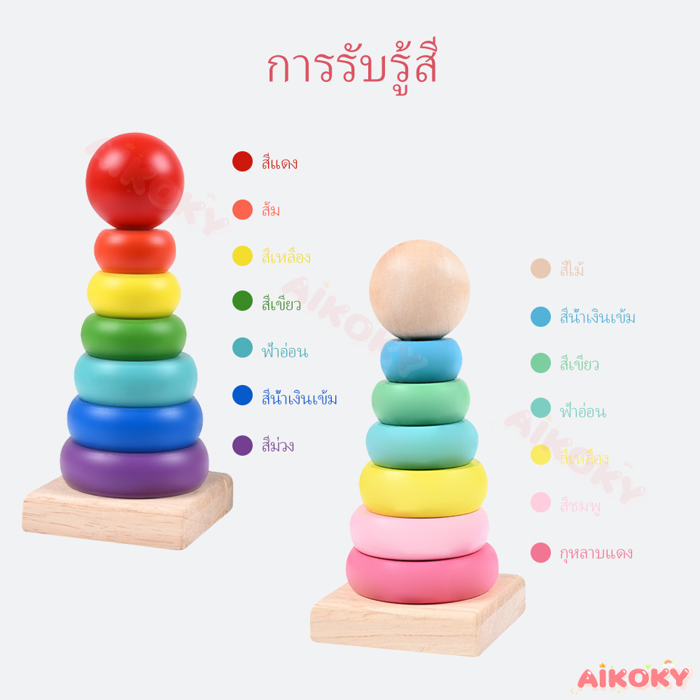 AIKOKY ของเล่นไม้ ตัวต่อไม้ ของเล่นเสริมพัฒนาการ ของเล่นเด็กพัฒนาทักษะ ของเล่นไม้นวด ของเล่นไม้
