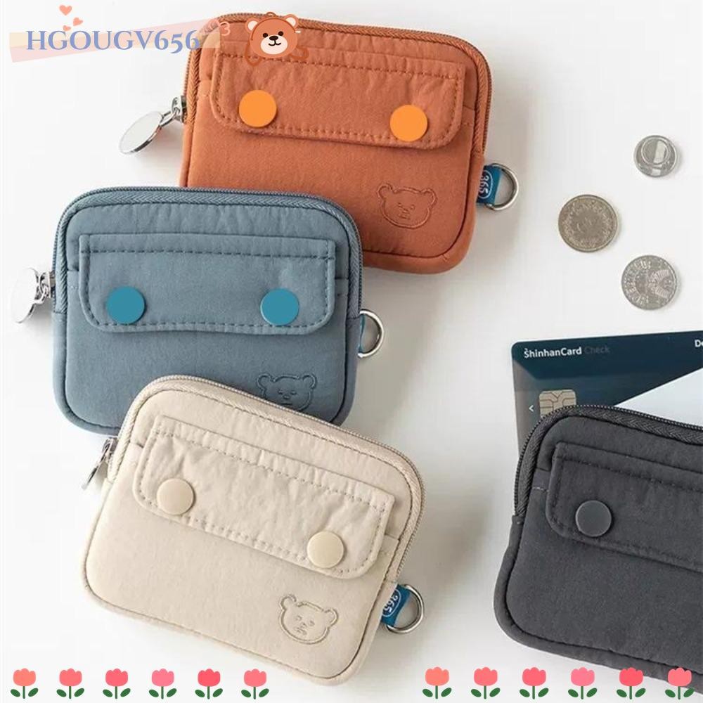 Hgougv656 กระเป๋าสตางค์ขนาดเล็ก, ซิปกระเป๋าใส่เหรียญสีทึบ, ความจุขนาดใหญ่กระเป๋าเก็บทนต่อการสึกหรอชายหญิง