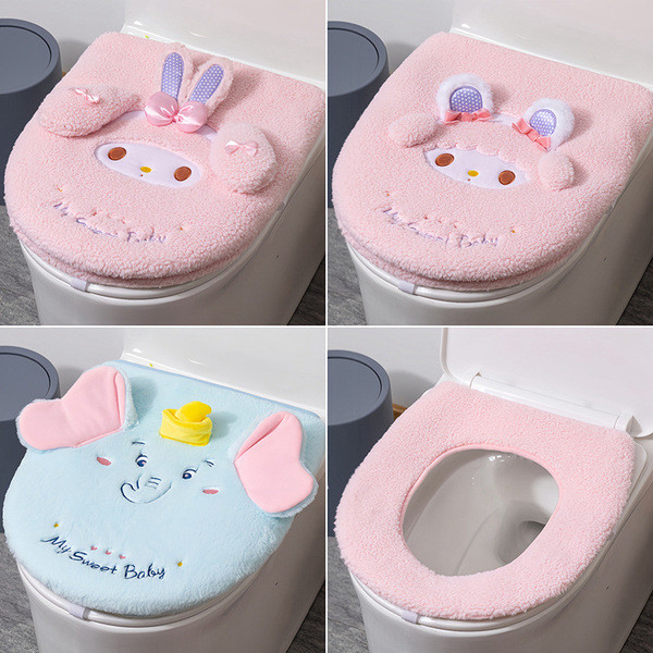 ฝาชักโครก karat ฝาชักโครก cotto น่ารัก Melody Lamb Dumbo Toilet Mat Set 2 ชิ้นตุ๊กตาครัวเรือนฝารองนั