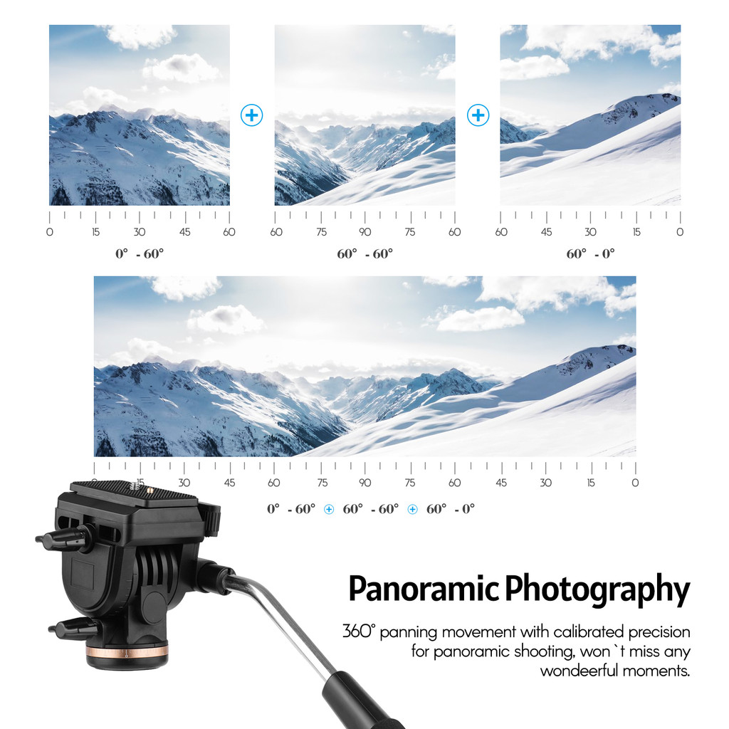 ท้องถิ่น Monopod Andoer 173 ซม./68 นิ้วการถ่ายภาพ Monopod ขาตั้งอลูมิเนียม 6 กก.ความจุที่ถอดออกได้ 3 ขาขาตั้งฐาน Pan Tilt Fluid หัวพกพากระเป๋าใช้งานร่วมกับ DSLR