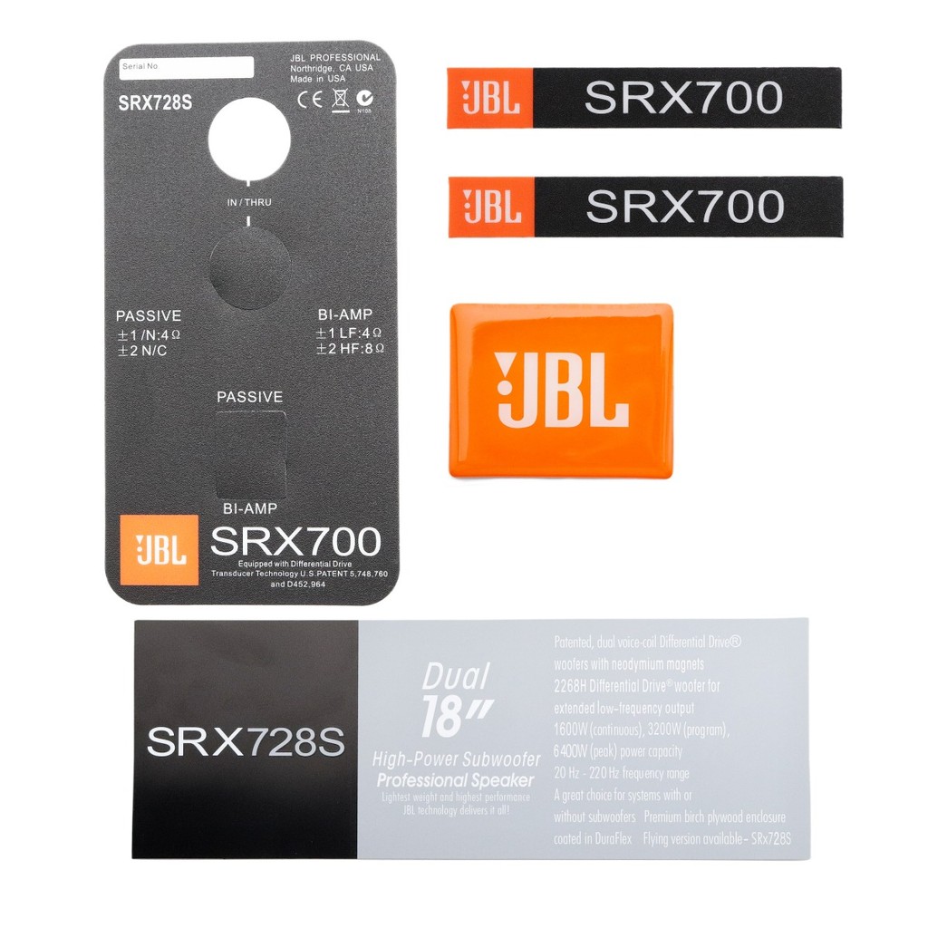 One set JBL SRX728S SRX700 โลโก้ป้ายอะไหล่สติ๊กเกอร์พีวีซี