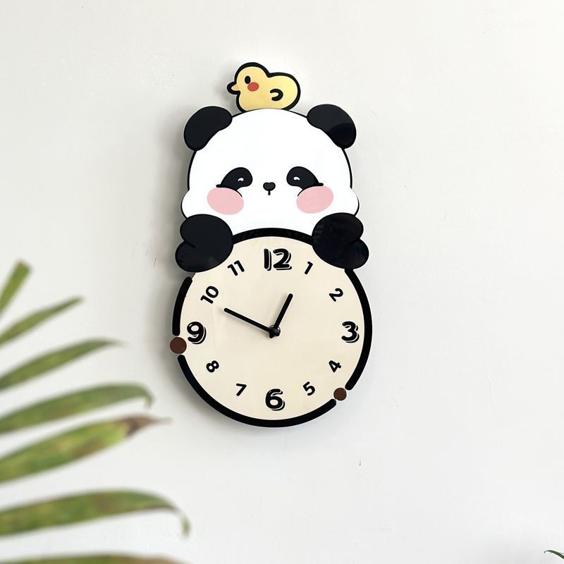 ผู้มีอิทธิพล แพนด้าสวิงนาฬิกาแขวนห้องนั่งเล่นในครัวเรือนแขวนผนังใหม่แขวนผนังนาฬิกาที่เรียบง่ายนาฬิกาแขวนสร้างสรรค์นาฬิกาเง - รูปที่ 3