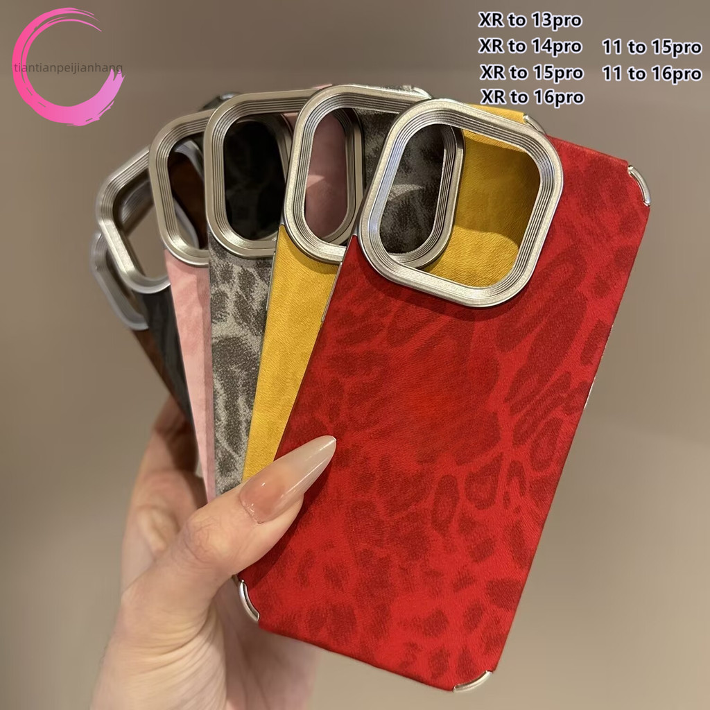 เคสโทรศัพท์ลายเสือดาวพิมพ์กล้องสําหรับ xr ถึง 16Pro, 15Pro, 14Pro, 13 pro, 11; ป้องกันหลัง