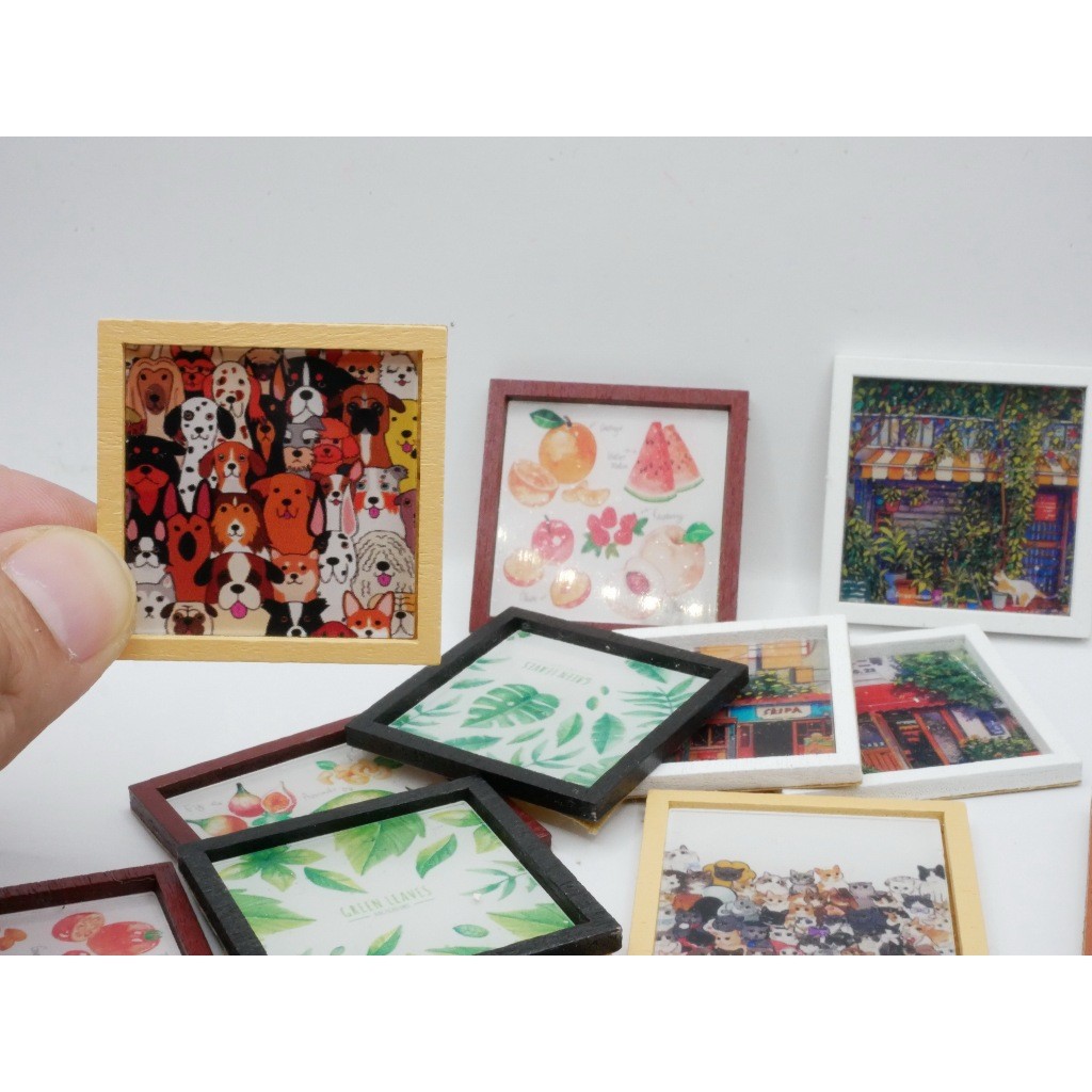 กรอบรูปจิ๋ว (ราคา/ชิ้น) ทรงสี่เหลี่ยมจัตุรัส สัตว์ ผลไม้ ใบไม้ รูปภาพจิ๋ว กรอบรูป รูป รูปจิ๋ว รูปภาพ ของจิ๋ว ของตกแต่ง