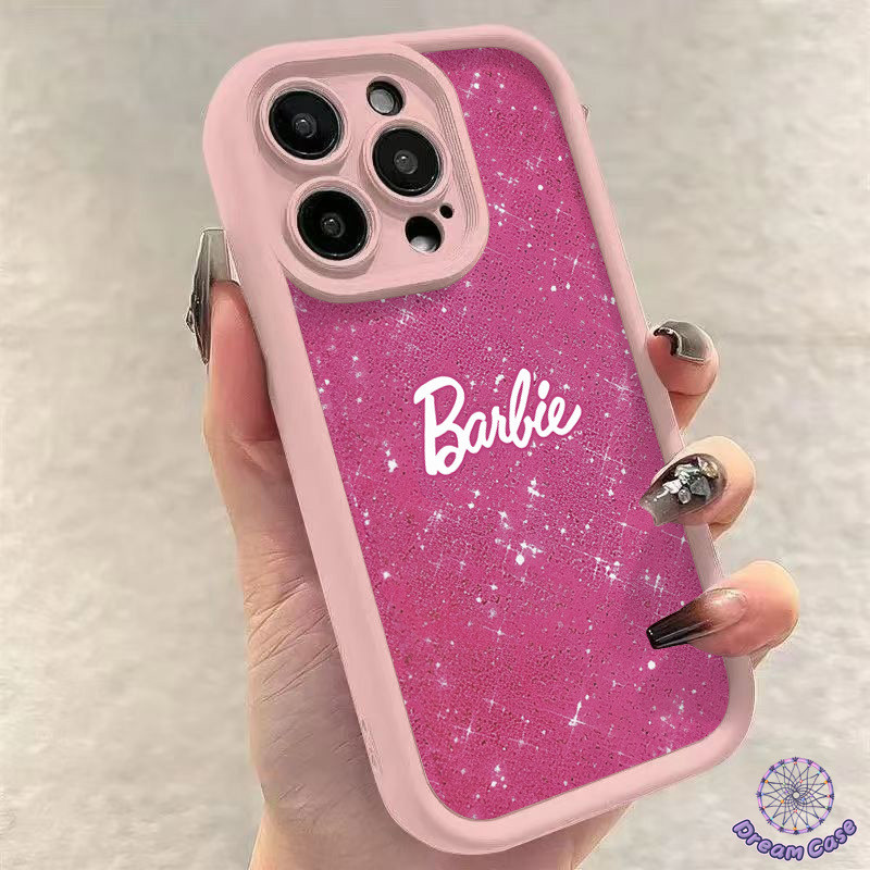 แฟชั่นบาร์บี้สีชมพูกราฟิติภาษาอังกฤษอ่อนนุ่ม เคส IPhone 7Plus 11 16 15 13 14 12 Pro Max 16 15 14 8 6 6s Plus XR X XS Max