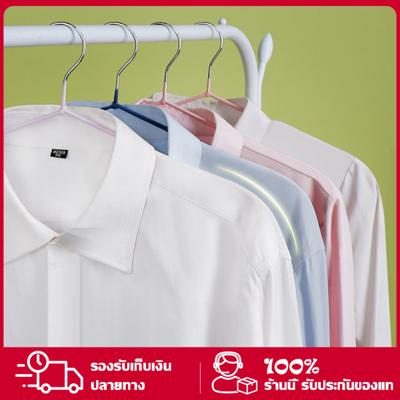 【รุ่นใหม่】ไม้แขวนเสื้อเคลือบซิลิโคน รุ่นใหม่บางเบากว่าเดิมแต่มีความแข็งแรงและทนทาน มี 9 สีให้เลือก สีสดมาก