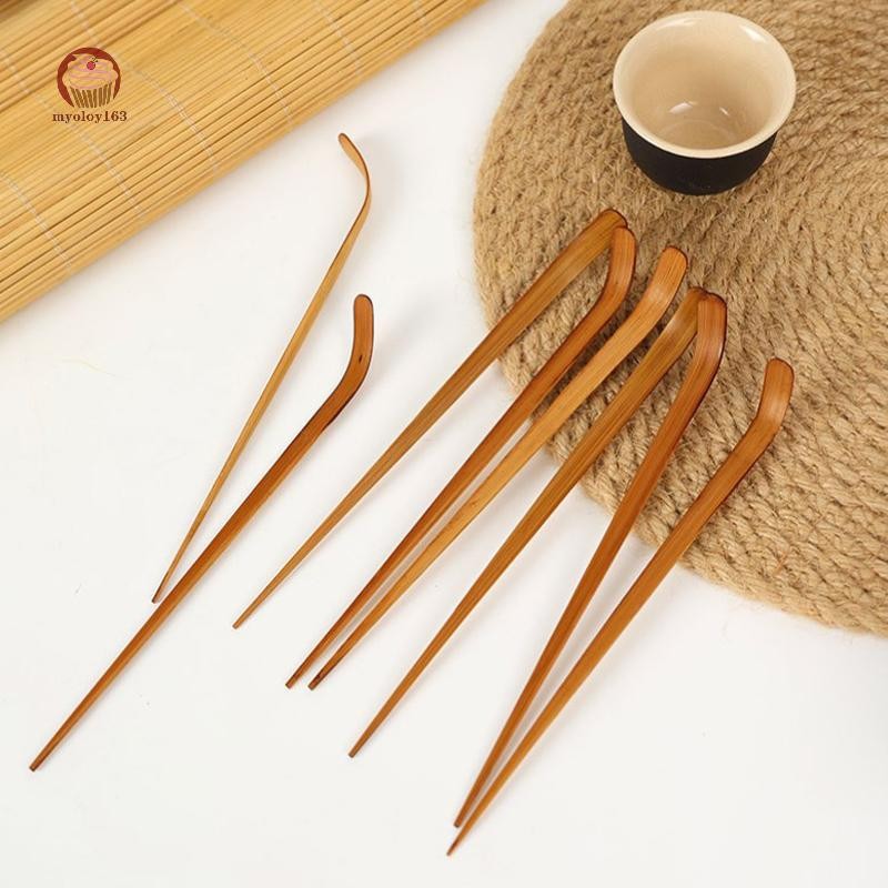 Myoloy ธรรมชาติ Handmade ไม้ชา Leaf Matcha Sticks ช้อน Teaware สีขาวไม้ไผ่ครัวเครื่องมือ Spice Gadget อุปกรณ์อุปกรณ์ทําอาหาร TH