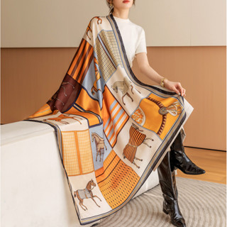 ผ้าพันคอไหมซาติน 110ซม. * 110ซم. แบบสี่เหลี่ยมขนาดใหญ่