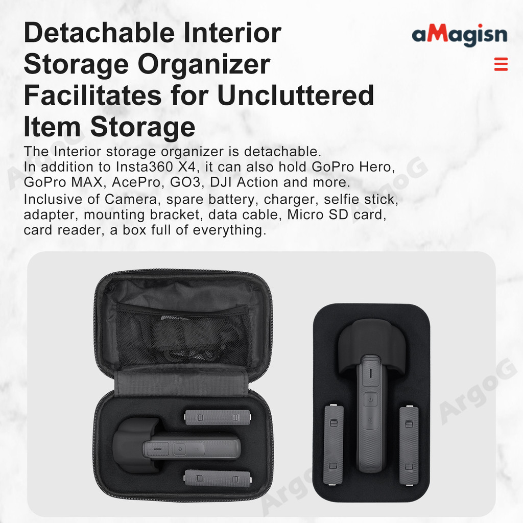 AMagisn ขนาดเล็กพกพาสําหรับ Insta360 X5 / X4 Mini Storage Case Hard กระเป๋ากันน้ํา Insta360 X5 อุปกรณ์เสริม