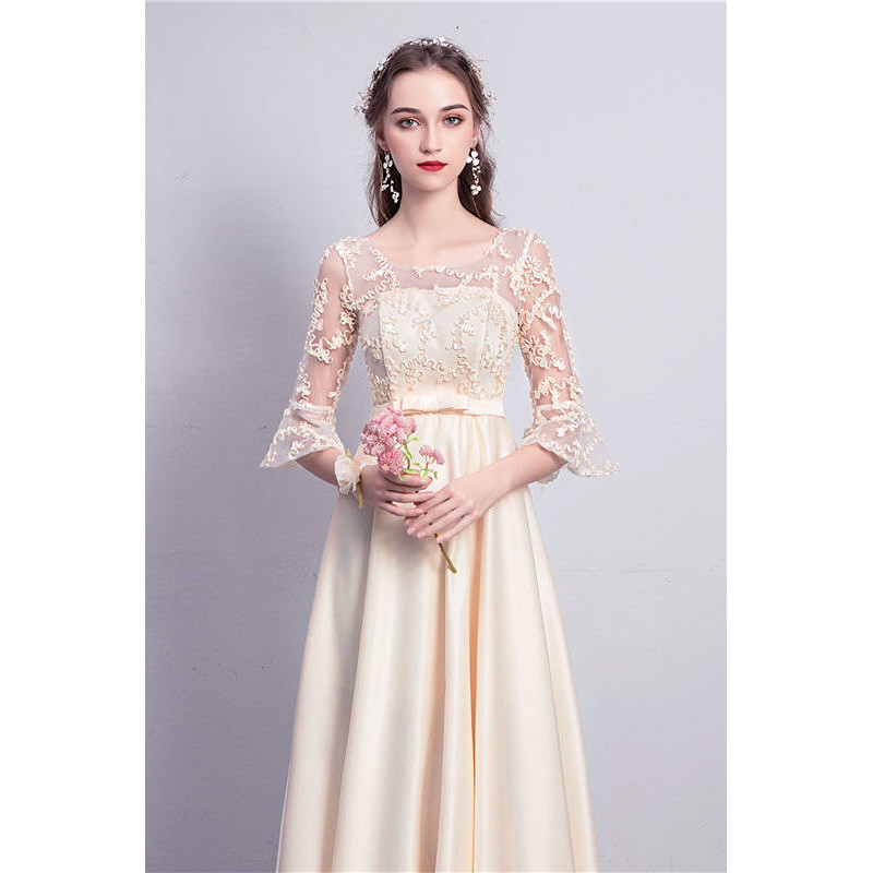 49% Rate ชุดเพื่อนเจ้าสาว Fairy Temperament ยาวซาติน Sisters Group ชุดยาว Toast ชุดราตรีหญิงฤดูใบไม้