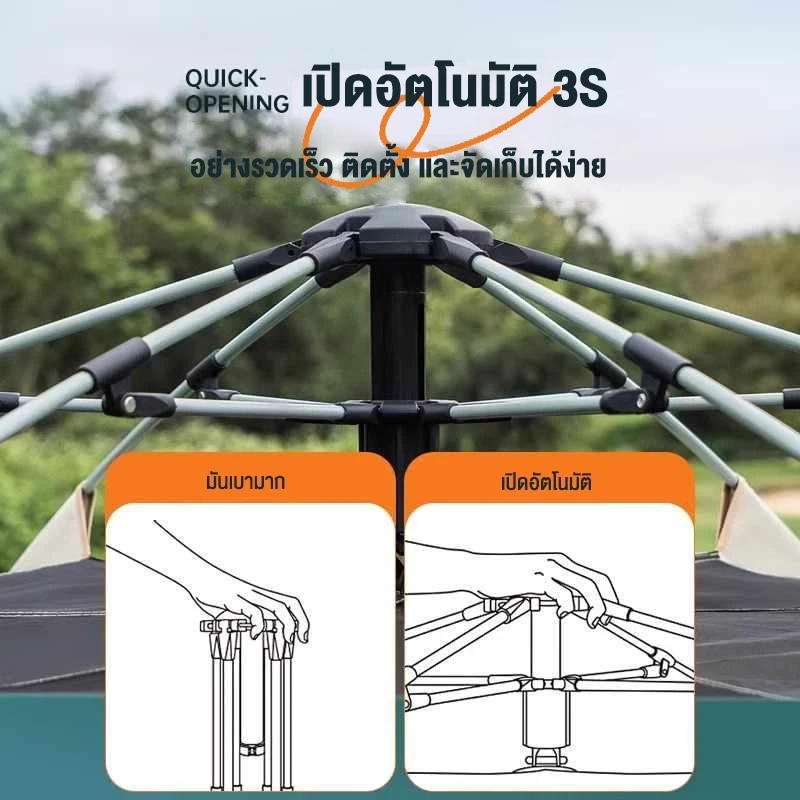 SOTIAY เต็นท์นอนแค้มปิ้ง สำหรับ 3-4 คน เต็นท์กางอัตโนมัติ thumbnail 3