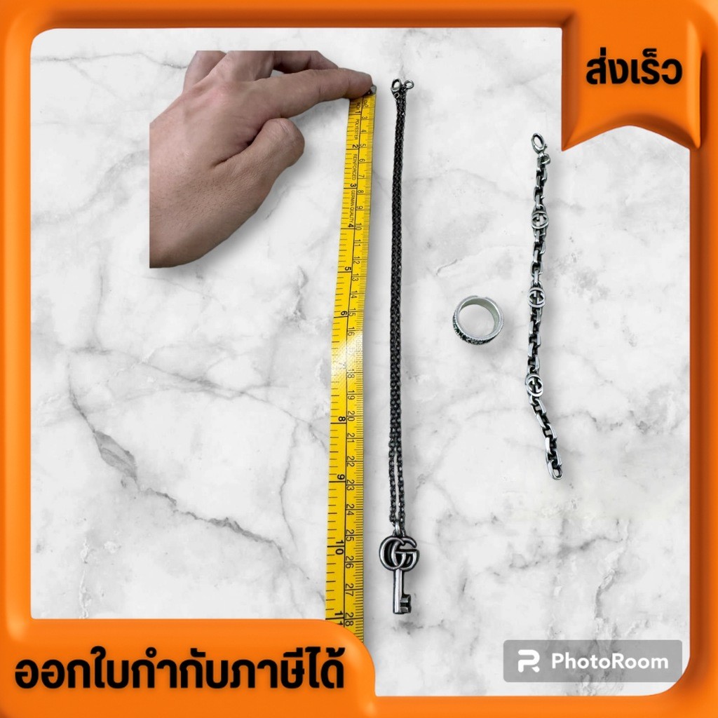 เครื่องประดับ Accessories Unisex Gucci Second hand มือสอง ของที่ร้านเอง มี แหวน + สร้อย + สร้อยข้อมื