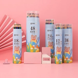 พู่กันสีสัน 12 สี 18 สี 24 สี แบบขวด สำหรับวาดภาพกราฟิก เข็มพู่กันสีสันสำหรับเด็ก ลากภาพการ์ตูน ดินสอสร้างสรรค์ แบบการ์ต