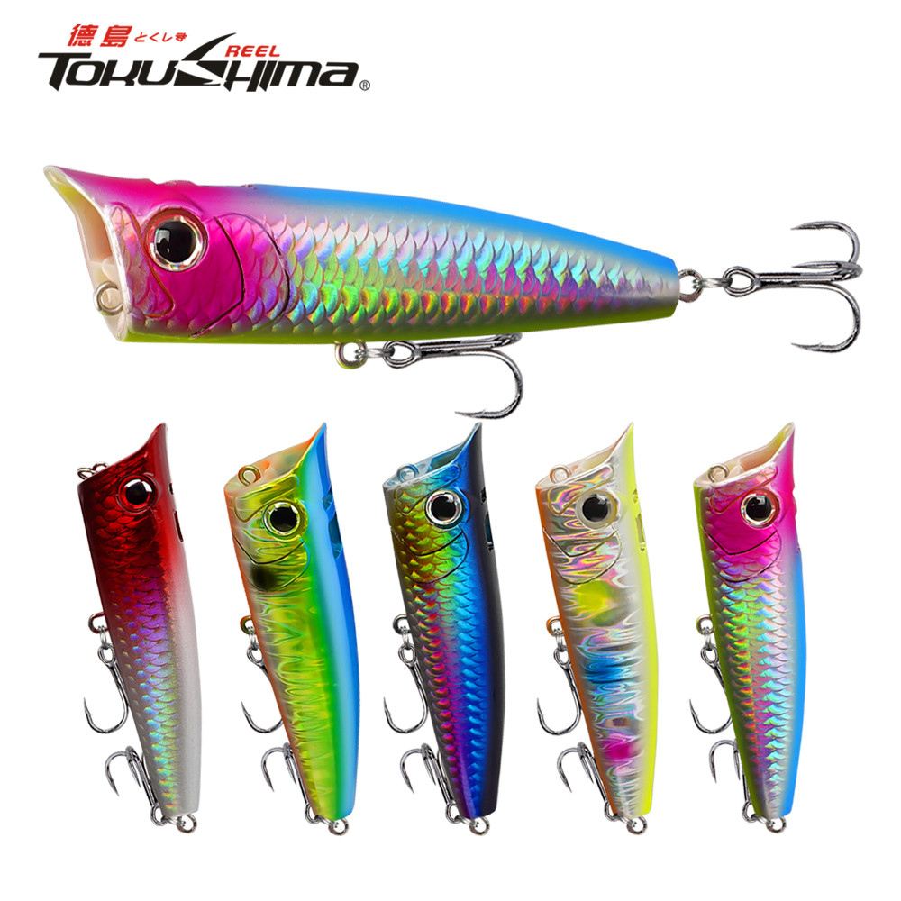เหยื่อตกปลา Topwater Popper เหยื่อ 7/9/10 ซม. 2 Treble Hook 3D ตา Swimbaits พลาสติกประดิษฐ์ Hard เหยื่อสําหรับปลาเทราท์เบส Perch