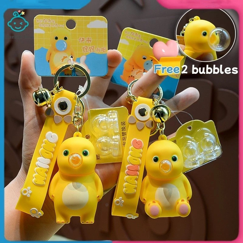 GANTUNGAN BUBBLE NAILONG KEYCHAIN DINO KEYCHAIN YELLOW BUBBLE VIRALLOW BUBBLE NAILONG KEYCHAIN