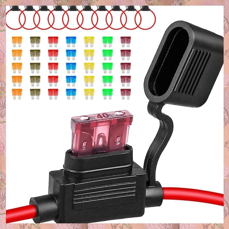 [h3w732xnj.ph] 10Pack Inline Fuse Holder 12V,12 AWG Waterproof Fuse Holder 35 ชิ้น (5A/7.5A/10A/15A/