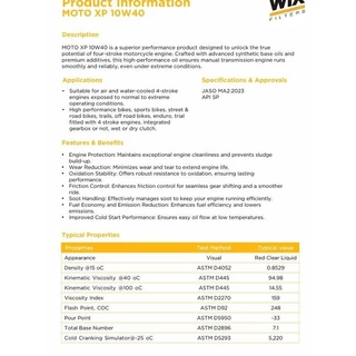 ✅ น้ำมันเครื่องสังเคราะห์แท้ 100% l Wix Moto XP 10W-40 / 10W-50 / สกู๊ตเตอร์ 5W-40 ขนาด 0.8/ 1 ลิตร