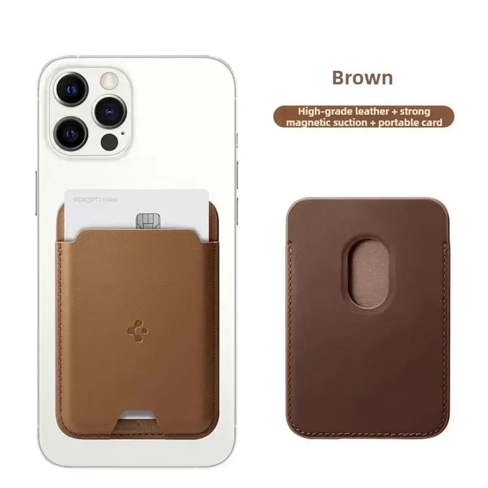 เข้ากันได้กับ MagSafe Holder Card Bag for IPhone 16 Pro Max 14 13 15 Fold Skin Friendly Matte Leather Magnetic Phone Card Bag