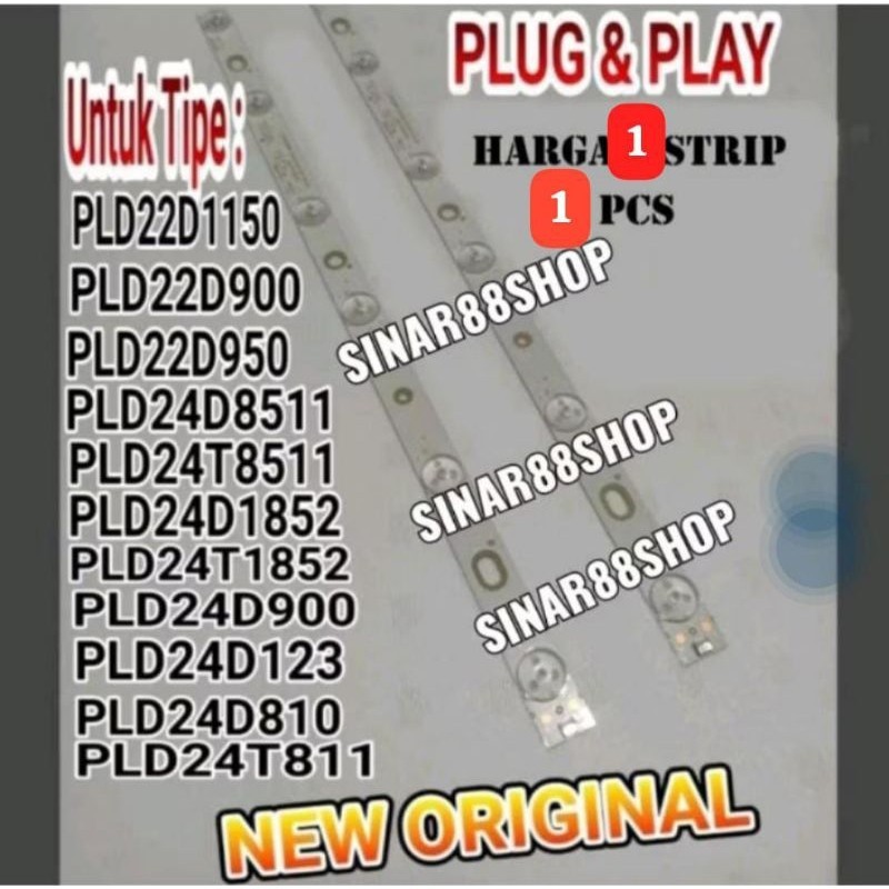 1 STRIP/LONJOR BACKLIGHT TV POLYTRON 24INC PLD24D800 24 INC 6K 3V BL PLD LAMP 6 ปุ่ม 3 VOLT