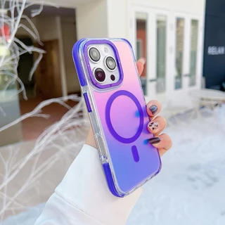 เปลี่ยนเคสโทรศัพท์แม่เหล็กสีเหมาะสําหรับ ไอโฟน 16 มือโปร สูงสุด 15 14 13 12 โปรแม็กซ์ 11 ฝาครอบกันกระแทก
