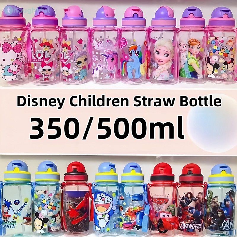 ขวดน้ำเด็กลายเจ้าหญิงเอลซ่าโพนี่จากดิสนีย์โฟรเซ่น 350/500 มล. พร้อมหลอดดูด Hello Kitty ขวดน้ำสำหรับเด็ก ของขวัญ TH