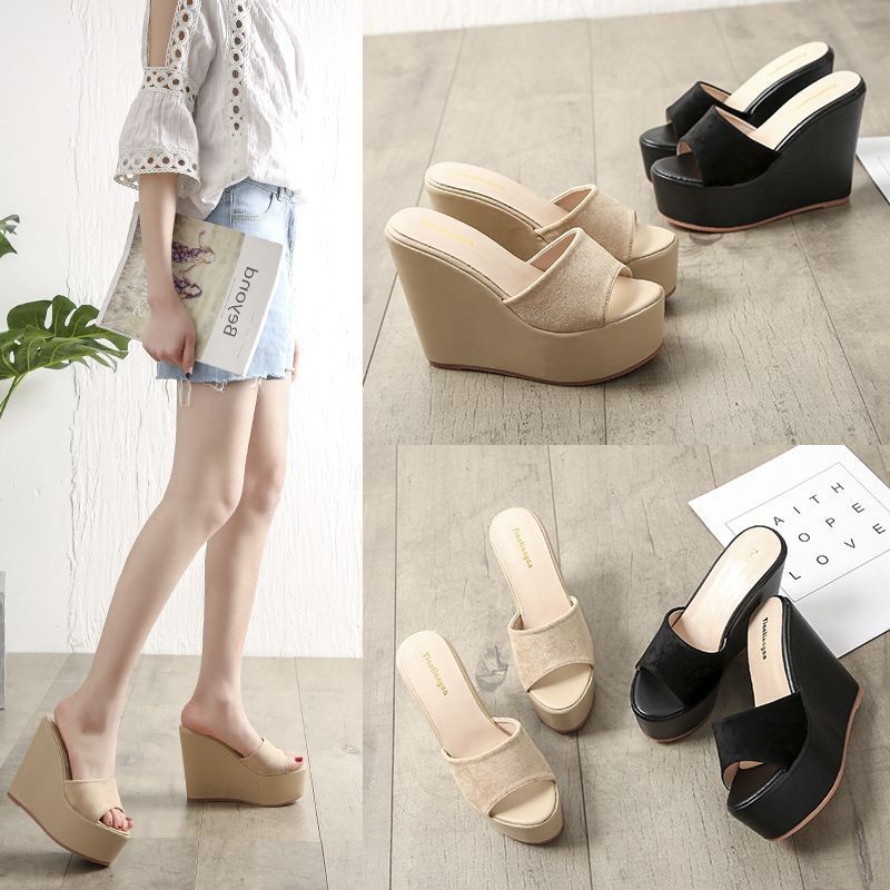 พร้อมส่ง!! รองเท้าส้นเตารีด สูง14cm 2สี2แบบ size 34-40.
