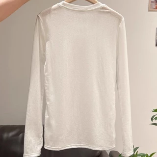 Camellia Top เสื้อแขนยาวผู้หญิง High-End Thin All-Match สีขาว