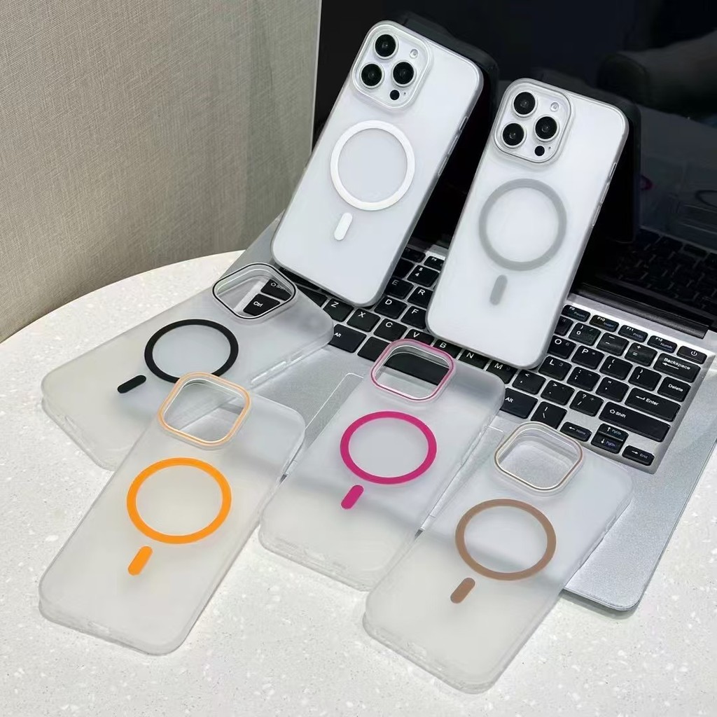 Magnetic เคส For Samsung A56 A55 A05S A54 A15 A06 A16 A26 A36 A53 A14 A35 S24 S25 Ultra A53 A14 สีทรายอ่อน INS