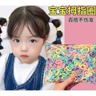S0568 ยกห่อ 100เส้น ยางรัดผม สำหรับเด็ก คละสี สีเรียบ ยางรัดผมเกาหลี ความยืดหยุ่นสูง ยางมัดผม