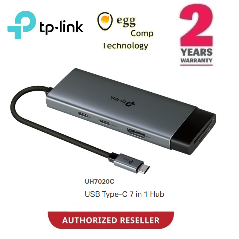 TP-Link UH7020C USB-C Hub 7-in-1 ถึง HDMI 4K@60Hz เครื่องอ่านการ์ดความเร็วสูง USB 3.0 สําหรับแล็ปท็อ