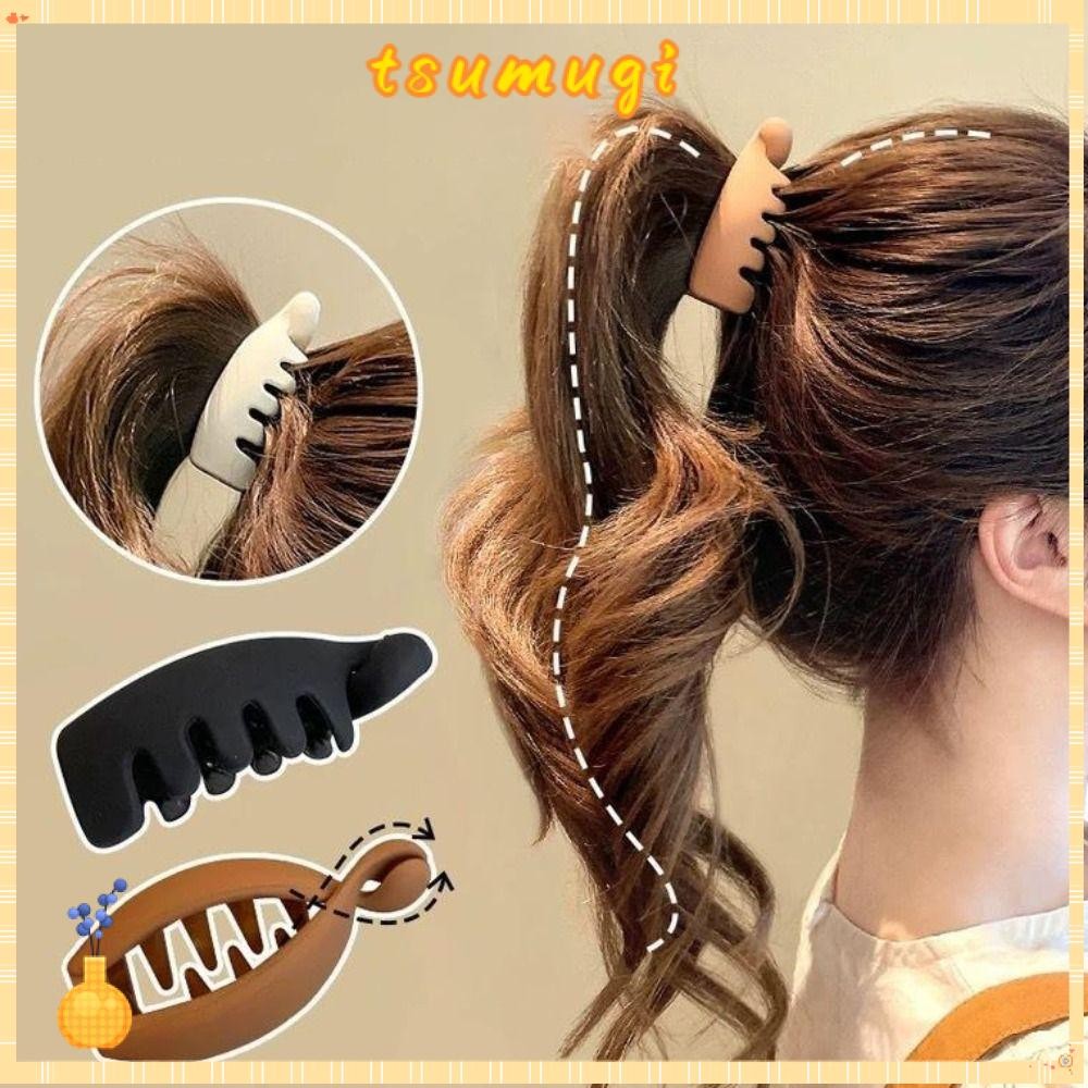 TSUMUGI Banana Hairgrip, แฟชั่นเกาหลี Twist Claw คลิป, เครื่องมือจัดแต่งทรงผมการออกแบบที่เรียบง่ายคลิปผมสําหรับผู้หญิงสาว