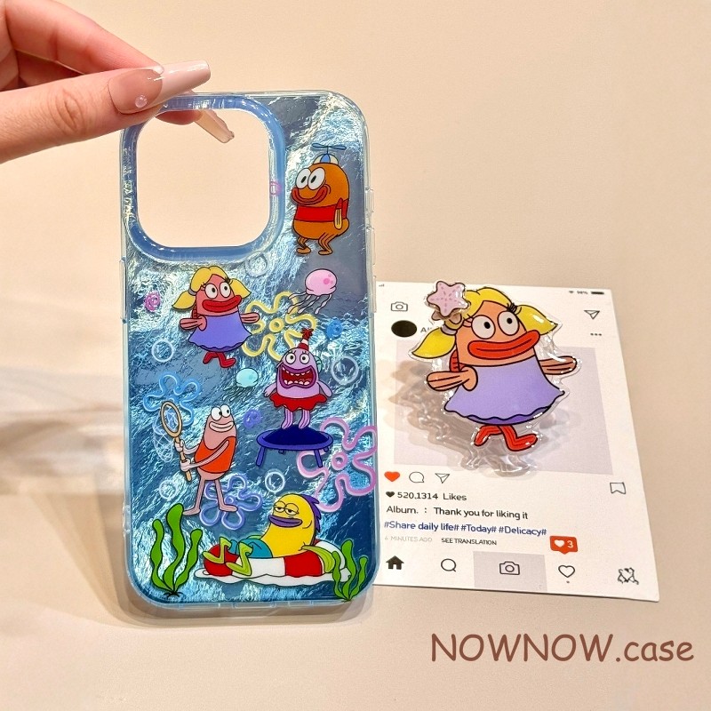 สําหรับ IPhone 16 15 14 13 12 11 Pro Max X XR XS Max 7 8 Plus สาวบิกินี่น่ารักผมหางม้าคู่และขาตั้งการ์ตูนสร้างสรรค์เคสโทรศัพท์ปกอ่อน