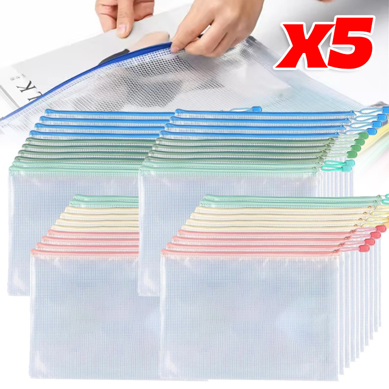 กระเป๋าเก็บไฟล์ A4 1/3/5 ชิ้น - กระเป๋าปากกากันน้ํา PVC หนาอเนกประสงค์ - อุปกรณ์สํานักงานของโรงเรียน