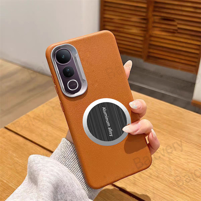 สําหรับ VIVO V50 5G V2427 Lite แม่เหล็กสติกเกอร์กาวแฟชั่นหนัง PU นุ่ม