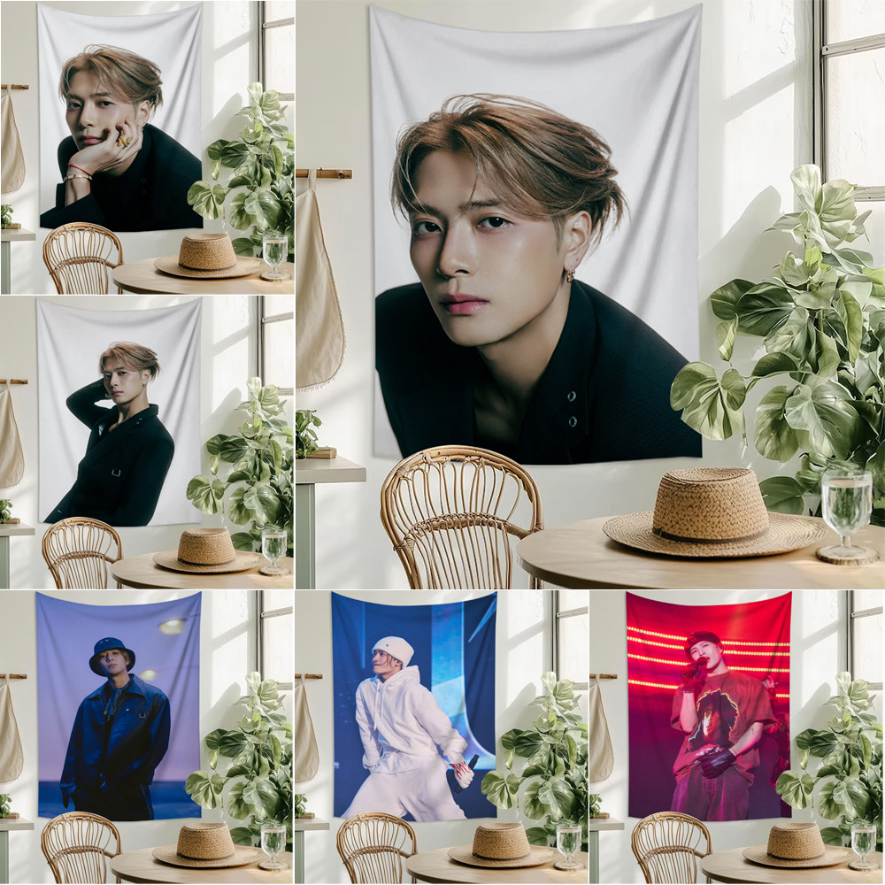 GOT7 JACKSON พรมพร้อมคลิปหนีบเทปตกแต่งการพิมพ์โพลีเอสเตอร์ด้านเดียว