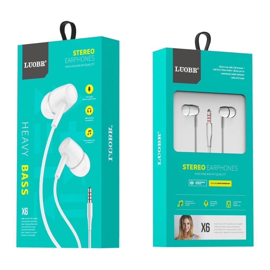 หูฟัง LUOBR Stereo earphones งานแท้เสียงดี รุ่นX6/R18 ของแท้!! ราคาถูก