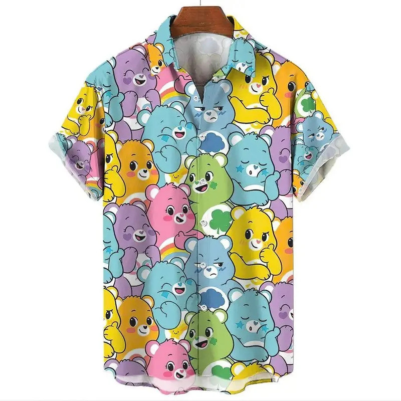 ตลกเสื้อผู้ชายสำหรับผู้ชายน่ารักหมี3D พิมพ์ท็อปส์ลำลองเสื้อฮาวายฤดูร้อนใหม่แขนสั้น Tops TEE หลวมเสื้อขนาดใหญ่