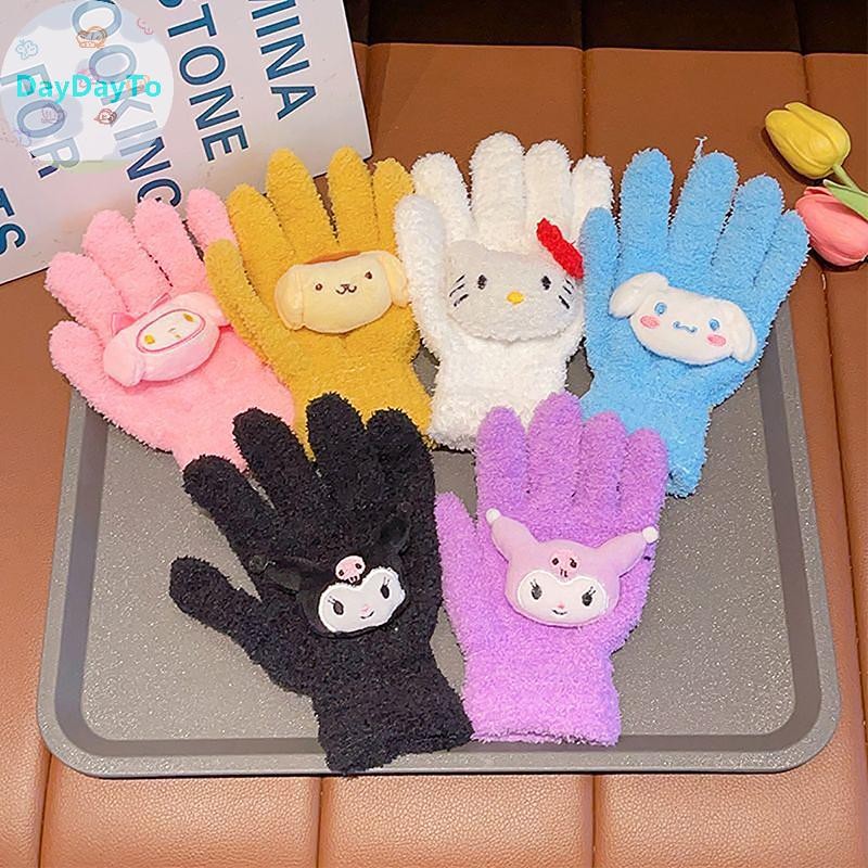 Daydayto ถุงมือการ์ตูน Plush Cold-Proof Gloves ถุงมือห้านิ้วหน้าจอสัมผัสของขวัญคริสต์มาส TH