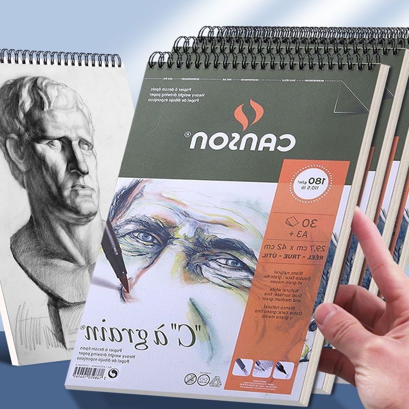 Canson/canson Sketchbook Art นักเรียนเฉพาะหนังสือภาพวาด a4 สีผงกระดาษสีตะกั่วมือวาดภาพวาดบาง Sketchbook a3