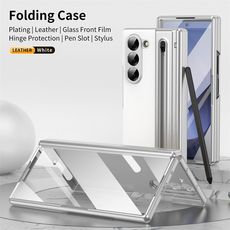 Anti-DROP สําหรับ Samsung Galaxy Z Fold7 Fold6 Z Fold5 Fold4 พร้อมปากกาธุรกิจหนัง Z พับ 7 6 5 4 360 ป้องกันเคสโทรศัพท์