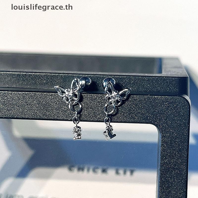 Lgth 1 คู่ผีเสื้อ sel Zircon หูกระดูกเล็บเกลียวสตั๊ดต่างหูผู้หญิงสาวใหม่เครื่องประดับ Fine ของขวัญ HOT