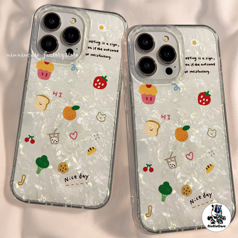สําหรับ เคสไอโฟน11 Cute Little Bear โฮโลแกรมเลเซอร์ใสเคสลายเปลือกหอย For iPhone 11 12 13 14 16 15 Pro Max X 7P XS XR เคส
