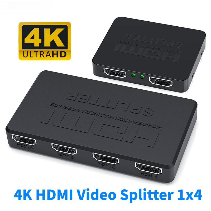 1 in 4 Out HDMI Splitter HD 4K Video Switcher HDMI-ใช้งานร่วมกับอะแดปเตอร์สายเคเบิล 1x4 Hub สําหรับ PS4 แล็ปท็อปทีวีกล่องโปรเจคเตอร์
