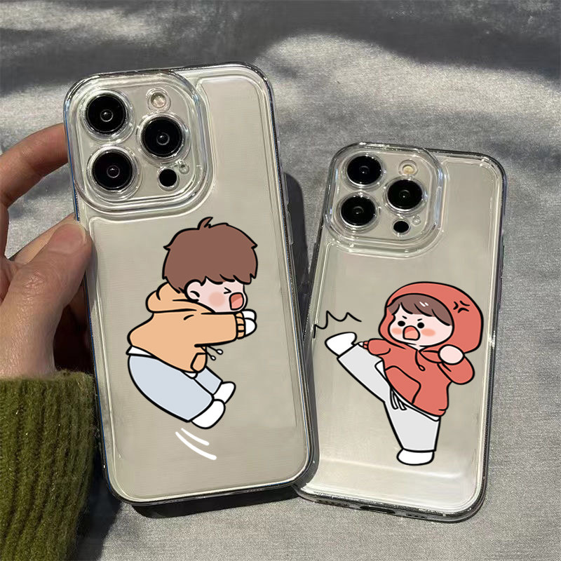 ตลกน่ารักคู่สําหรับiphone 16 15 14 13 12 11 Pro Max 16E XR X XS Max 7 8 Plus SE2 Miniอารมณ์ขันแสดงออกกันกระแทกนุ่มโปร่งใสTPUป้องกันกรณี – โปรปัง