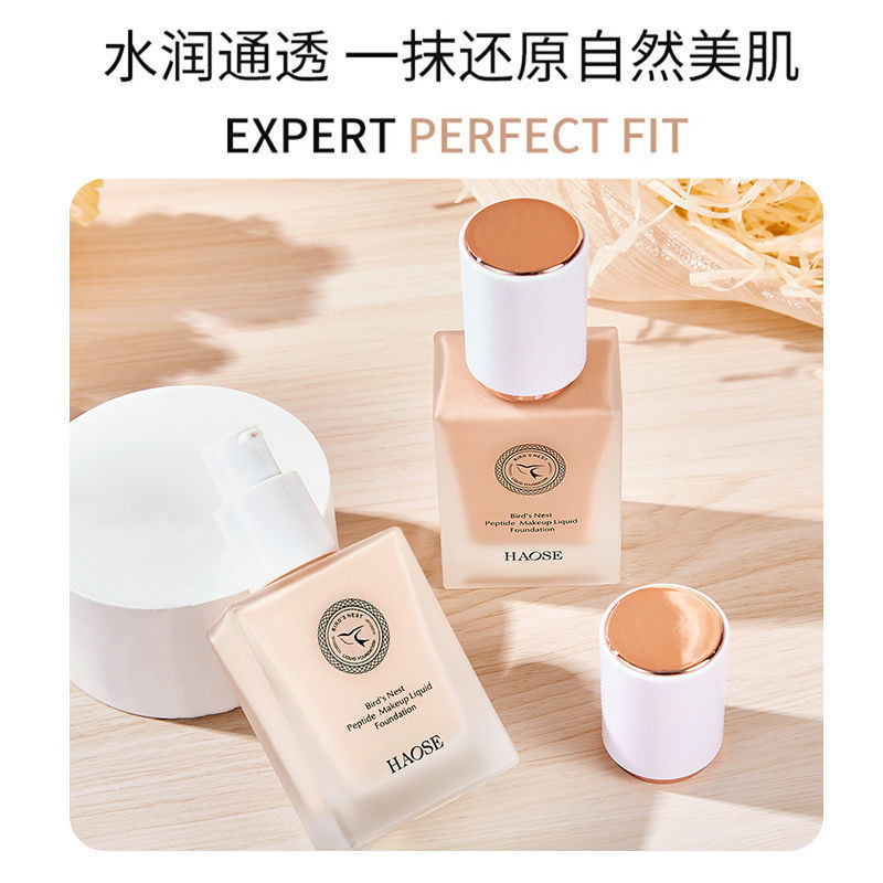 Haose HAOSE Birds Nest Peptide Fixing Makeup Liquid Foundation Night Cat คอนซีลเลอร์ Moisturizing Oi