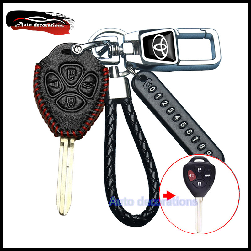 ซองหนังกุญแจรถยนต์ ปลอกกุญแจรถ ตรงรุ่น TOYOTA Vigo innova Fortuner Altis Camry 2.0 4ปุ่ม ซองหนังสี